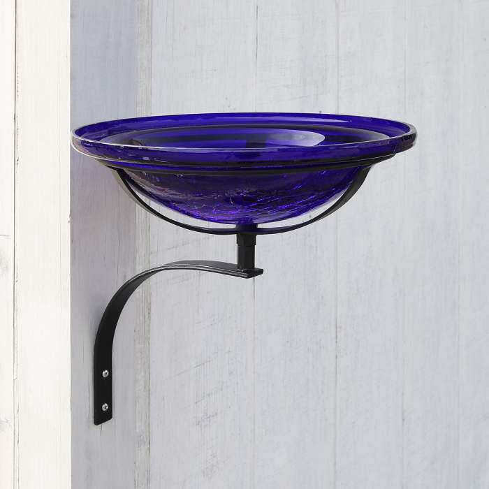 Crackle Glass Bird Bath 12